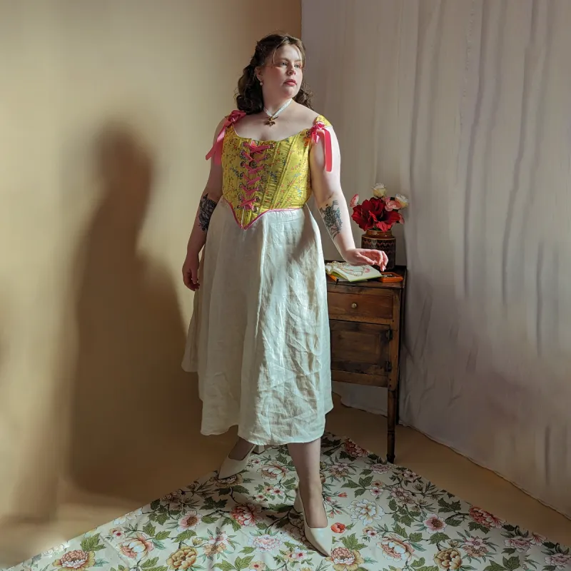 Colette Corset & Sylvie Linen Skirt sold by Haus Dahlia