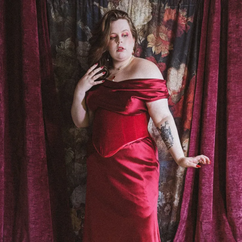 Leda Silk Dress & Lucille Underbust Corset sold by Haus Dahlia