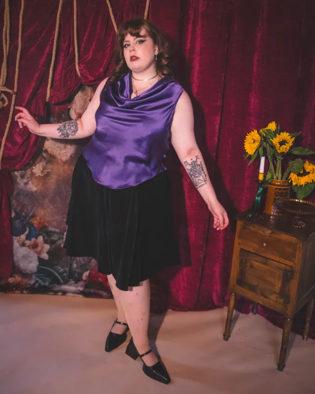 Flora Velvet Skirt (Knee Length) sold by Haus Dahlia