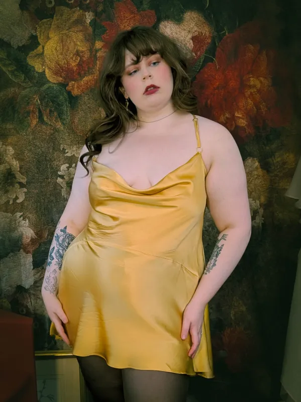 Celestria Silk Slip Dress made by Haus Dahlia