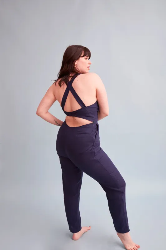 The Sisterhood ezp® Jumpsuit Navy Linen sold by Leim