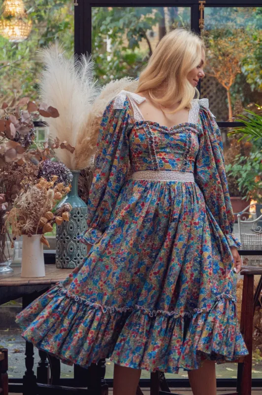 Wild Meadow Magic Midi Dress - Vibrant Floral sold by fairy tong