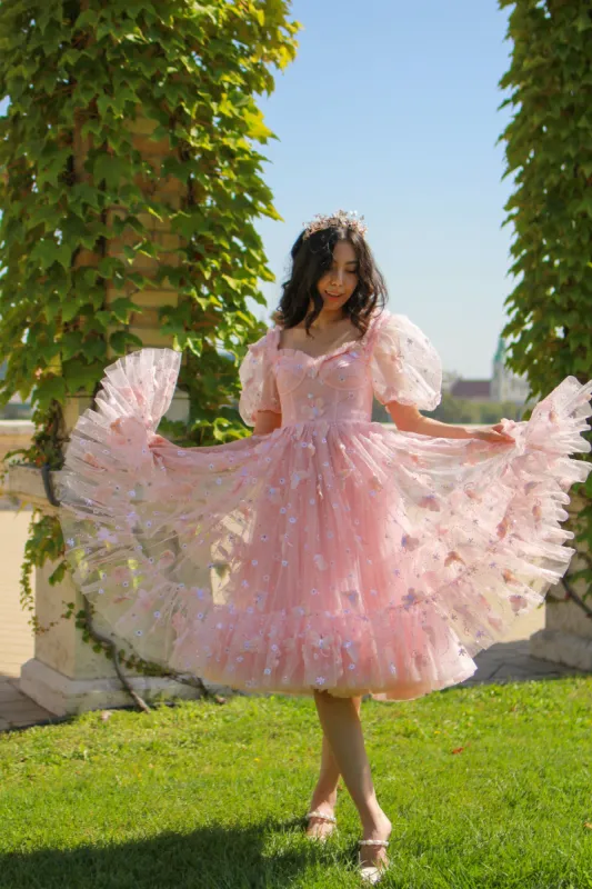 Butterfly Fairy Sequin Midi Dress - Peach sold by fairy tong