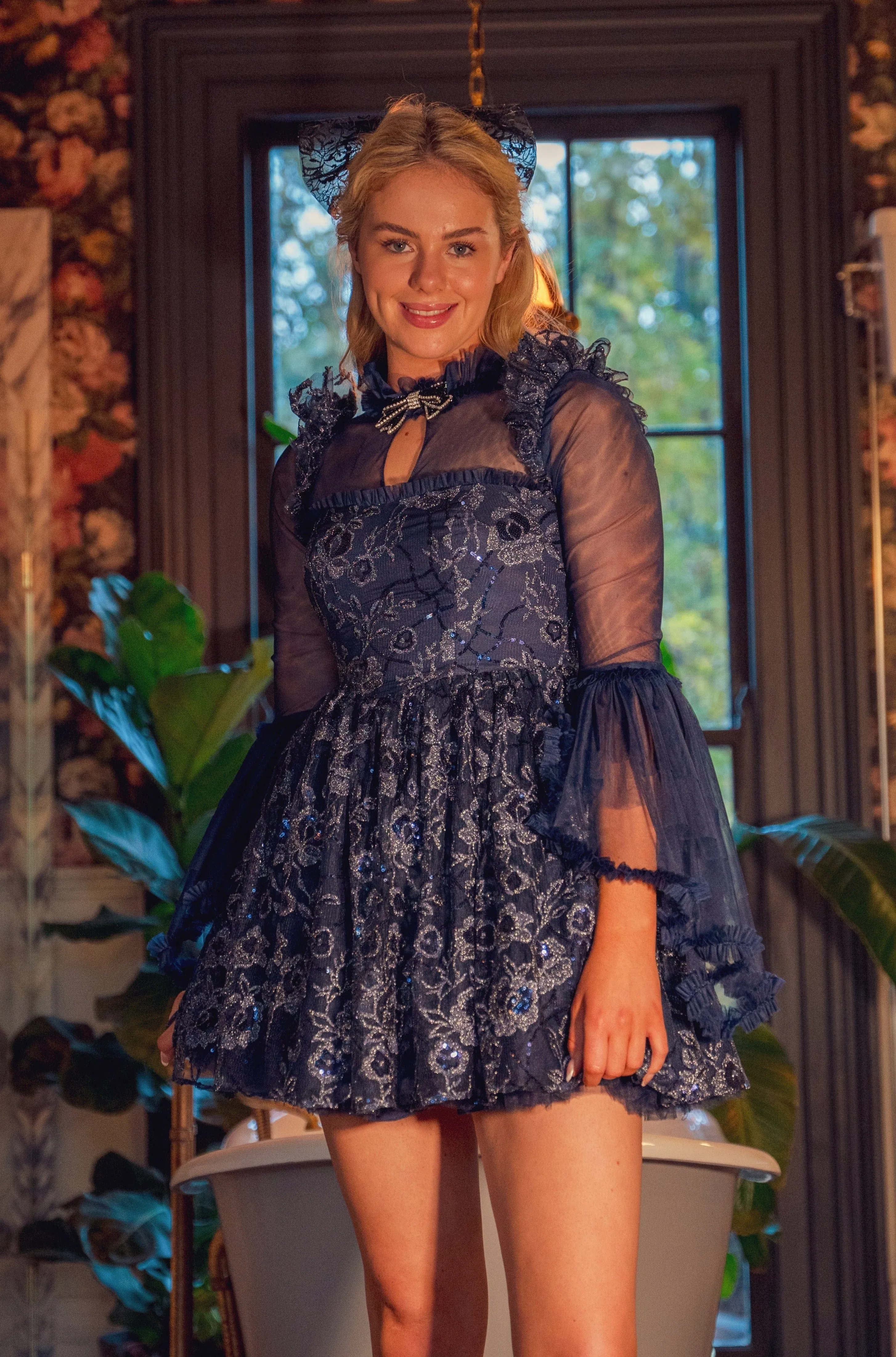 Midnight Bloom Sequin Mini Dress sold by fairy tong product image thumbnail 5