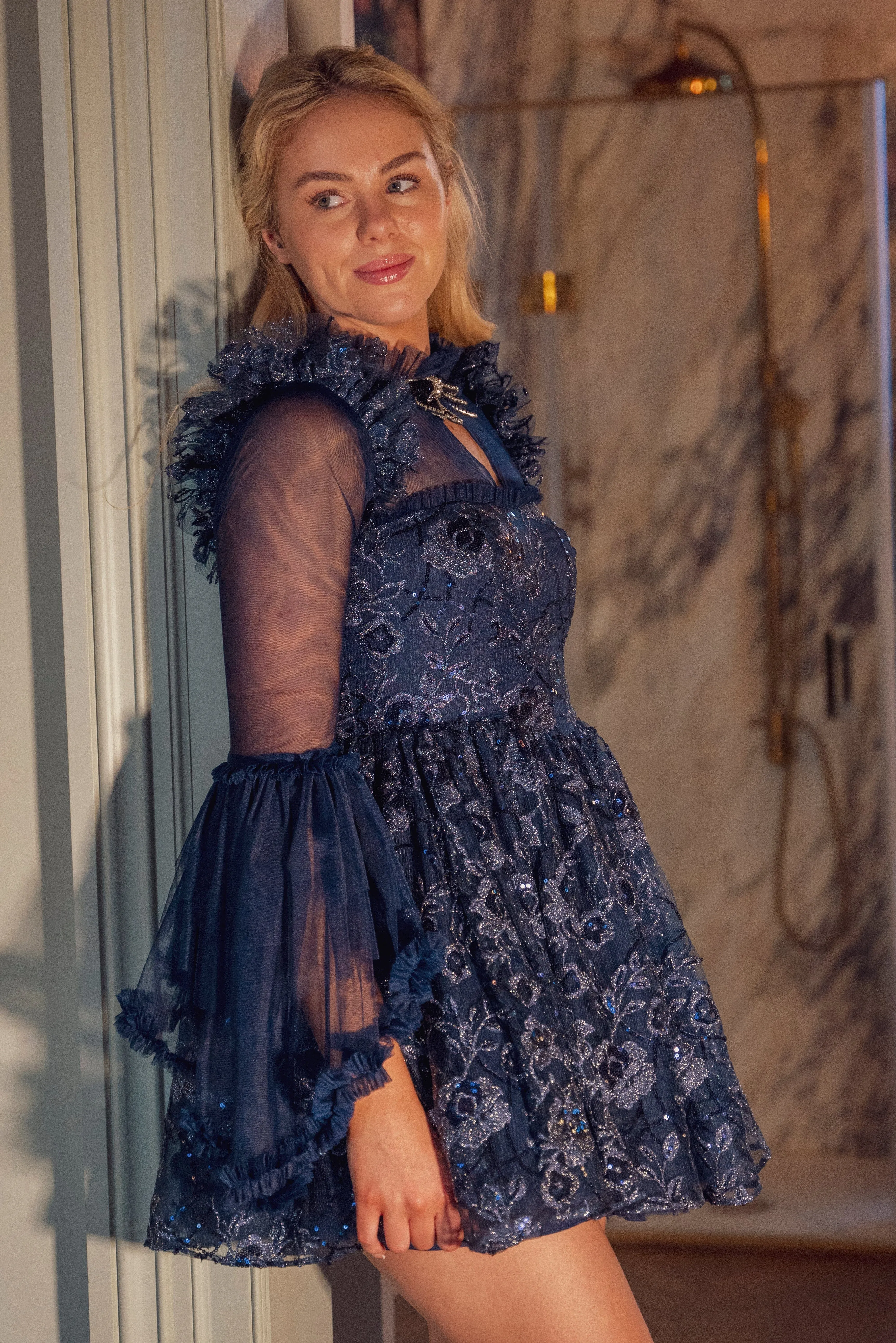 Midnight Bloom Sequin Mini Dress sold by fairy tong product image thumbnail 3