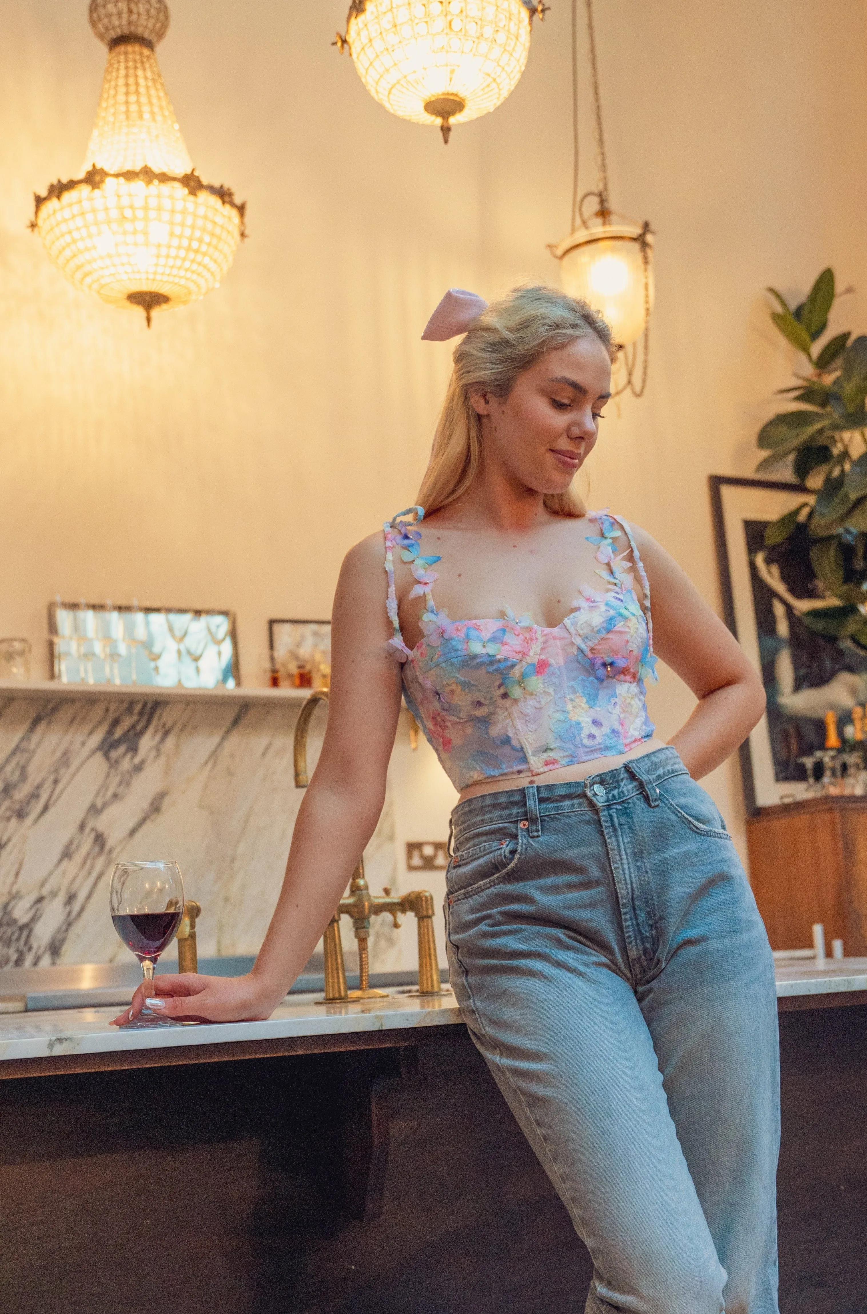 Water Lily & Butterfly Corset Top sold by fairy tong product image thumbnail 4