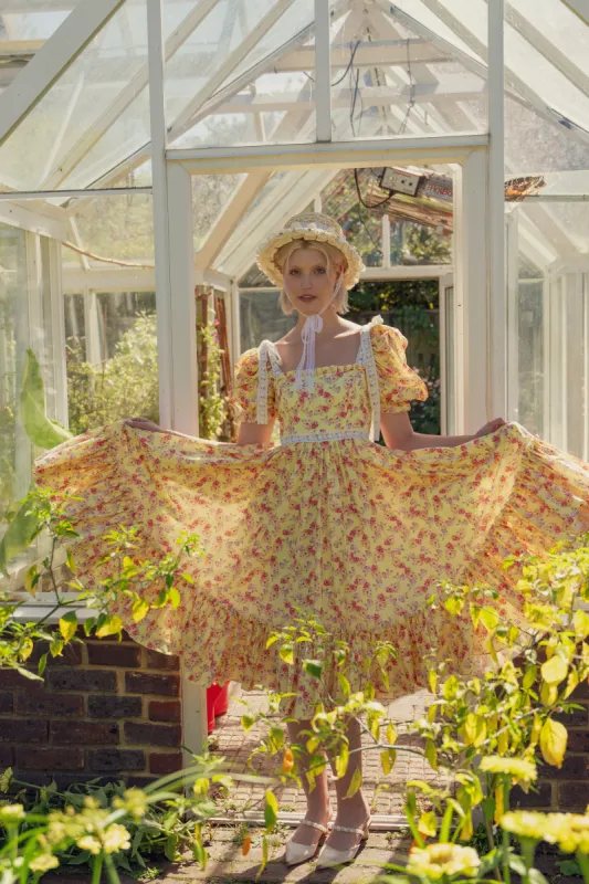 Cottage Magic Midi Dress - Sunshine Yellow sold by fairy tong
