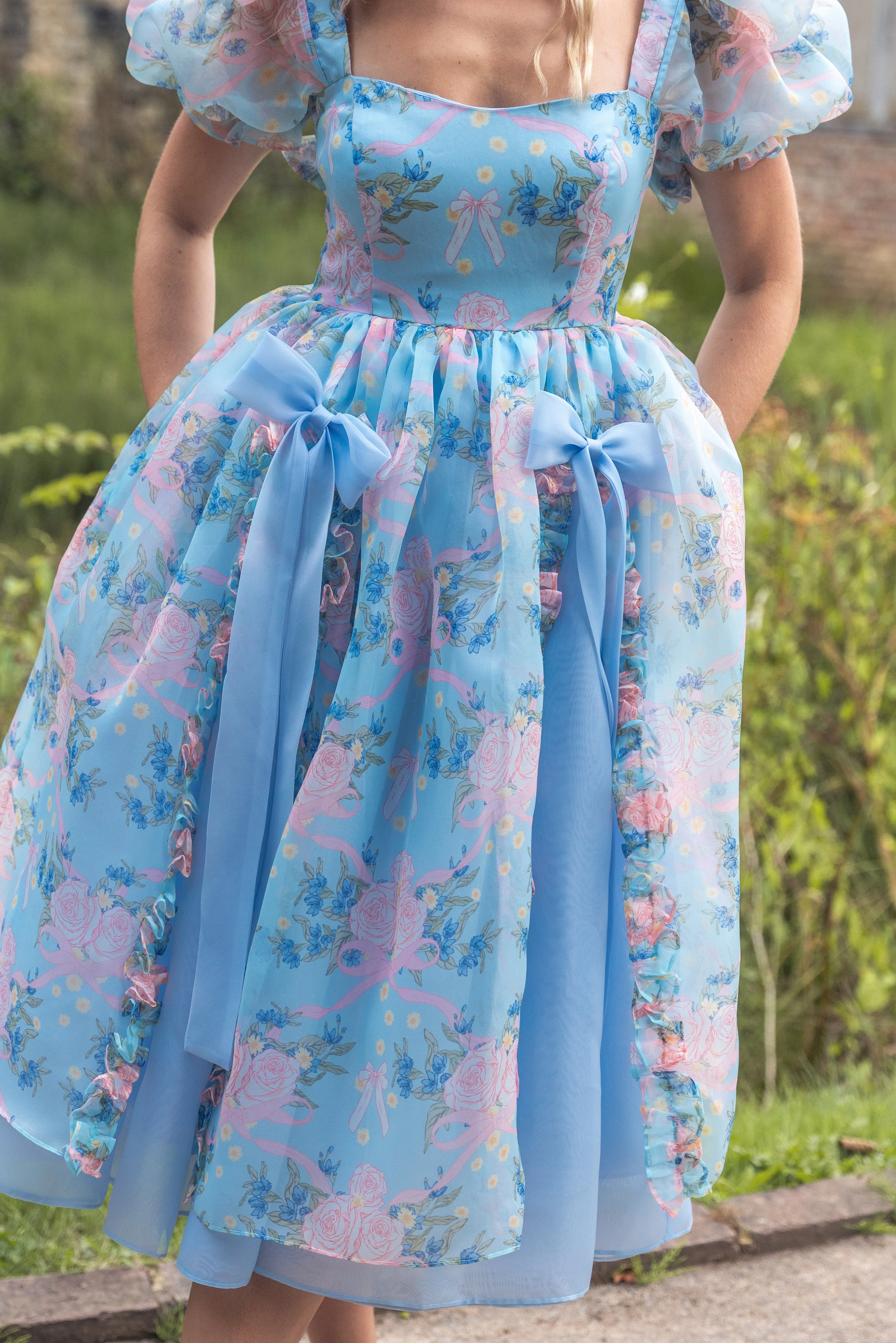 Rose Waltz Midi Dress - Soft Blue sold by fairy tong product image thumbnail 4