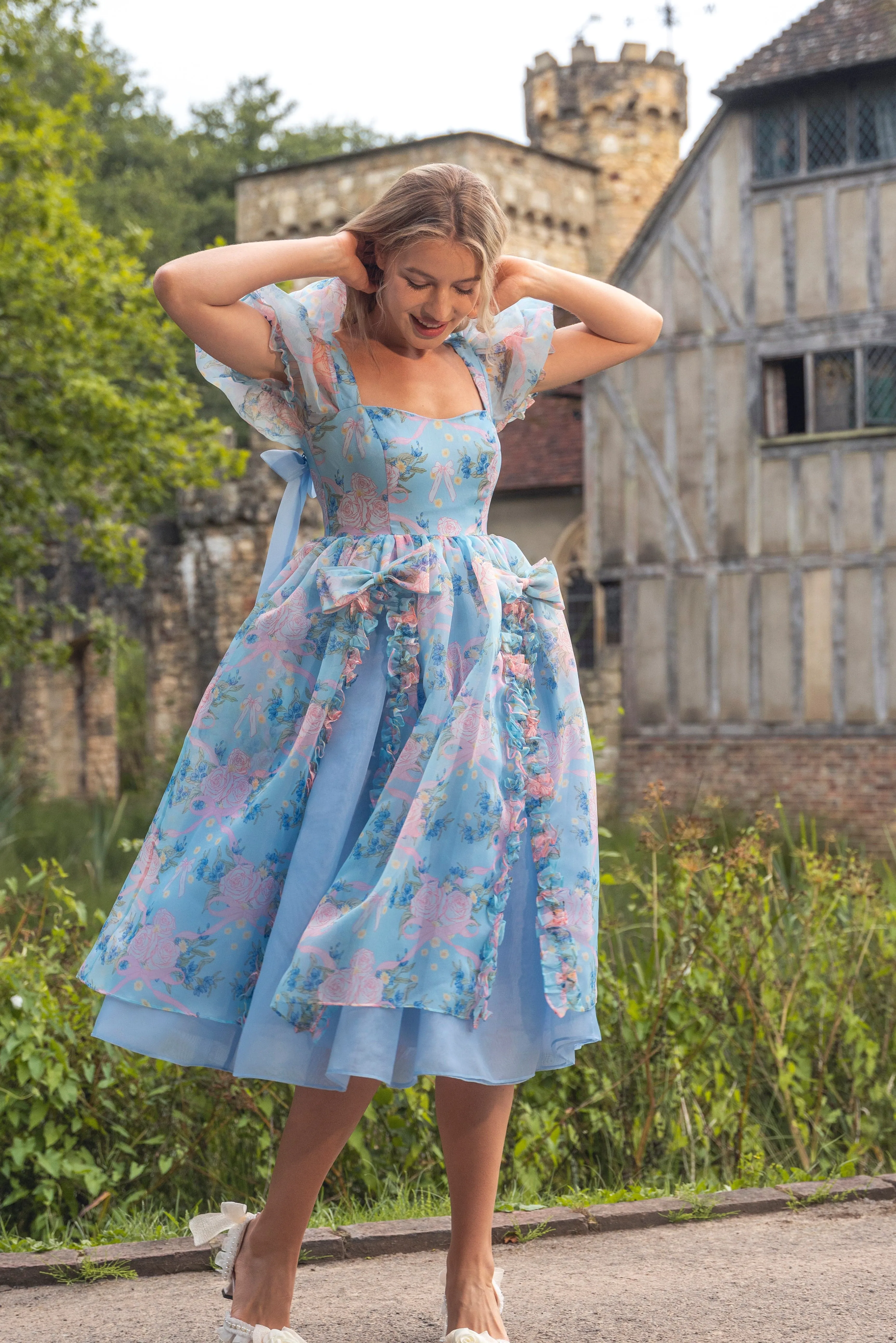 Rose Waltz Midi Dress - Soft Blue sold by fairy tong product image thumbnail 5