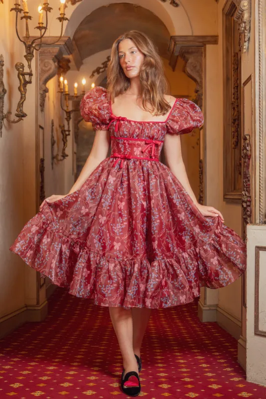 Rococo Melody Midi Dress - Wine made by fairy tong