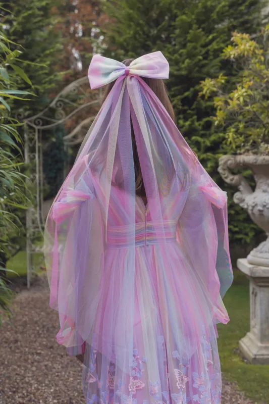 Rainbow Tulle Hair Bow - Oversize made by fairy tong