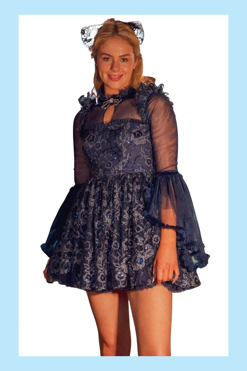 *Sample* Midnight Bloom Sequin Mini Dress sold by fairy tong