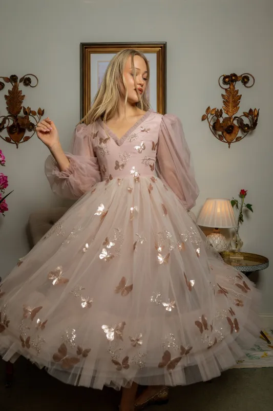 Golden Monarch Sequin Midi Dress sold by fairy tong