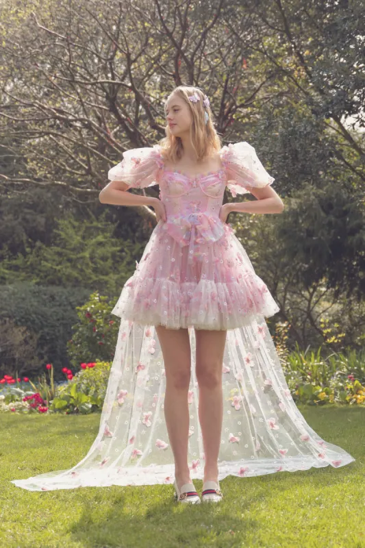 Butterfly Fairy Sequin Mini Dress with Train - Rainbow sold by fairy tong