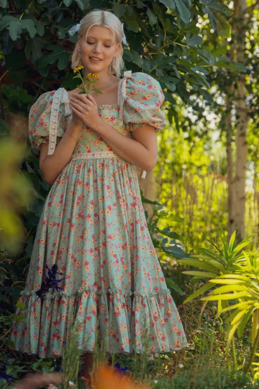 Cottage Magic Midi Dress - Light Turquoise sold by fairy tong