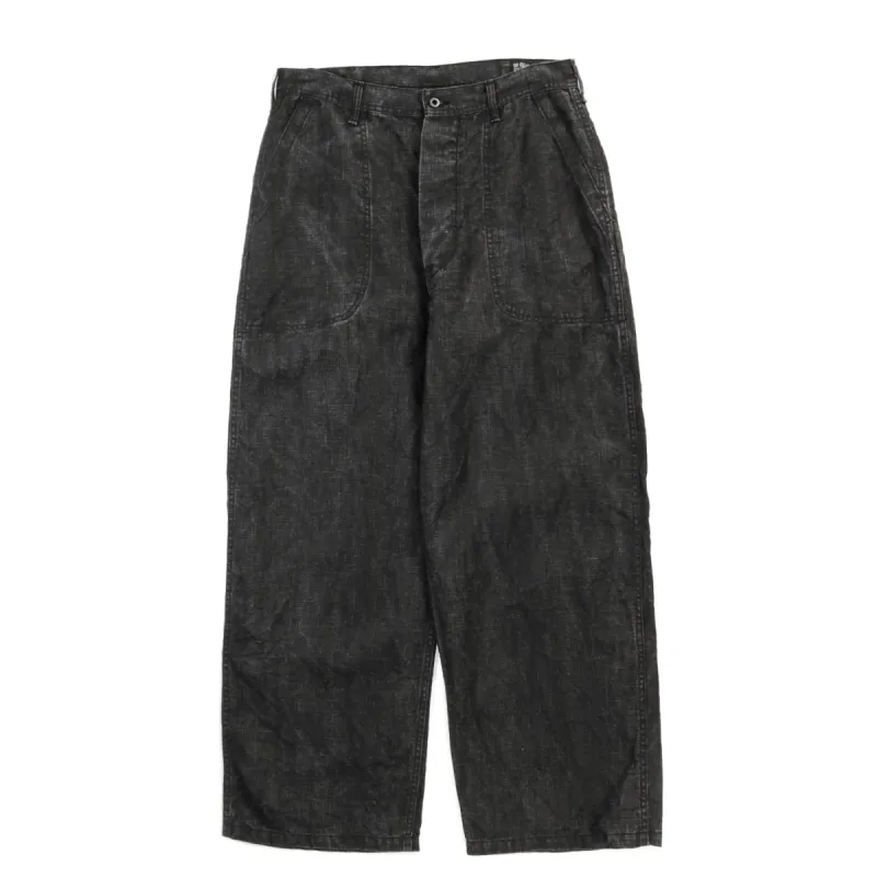 ORSLOW WWII 1940'S US NAVY SUMI COATED LINEN UTILITY TROUSERS BLACK made by orSlow