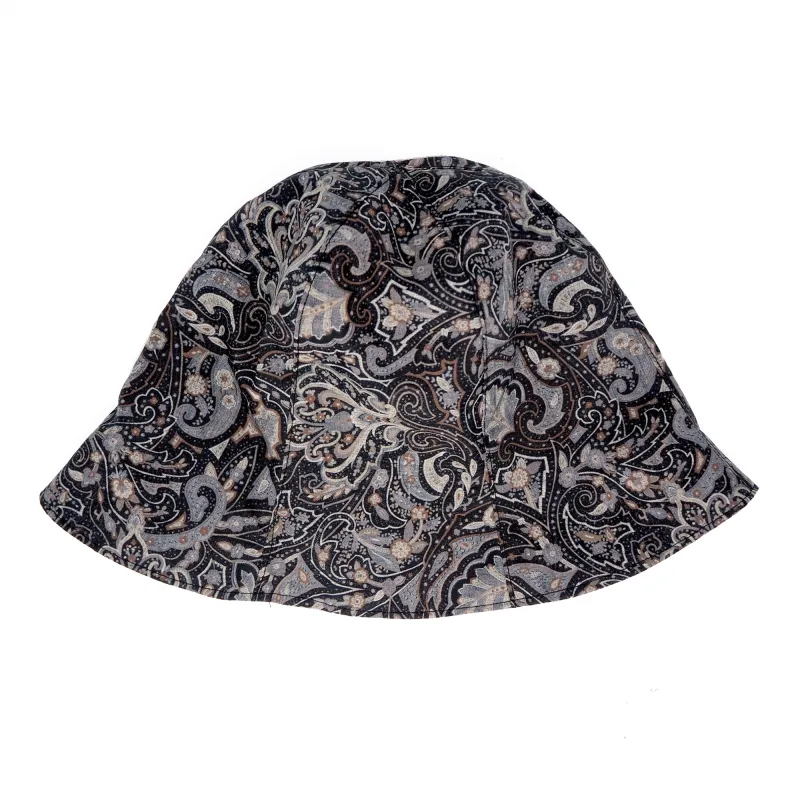 Main Line Tulip Hat // Printed Broad Cloth - Black Paisley sold by Found Feather