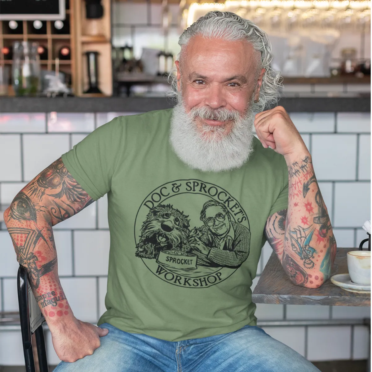 Fraggle Rock Doc & Sprocket T-Shirt - Vintage Green sold by RetroKid product image thumbnail 2