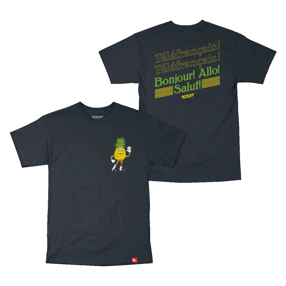 TVO Telefrancais Bonjour T-Shirt - Black sold by RetroKid