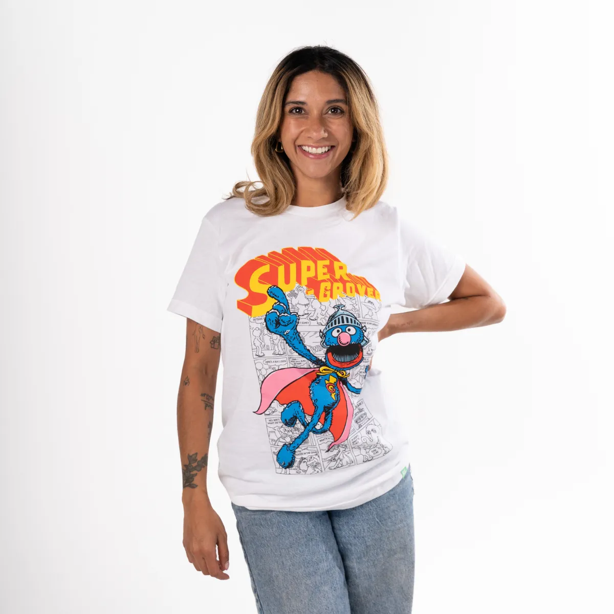 Sesame Street Super Grover T-Shirt - White sold by RetroKid product image thumbnail 2