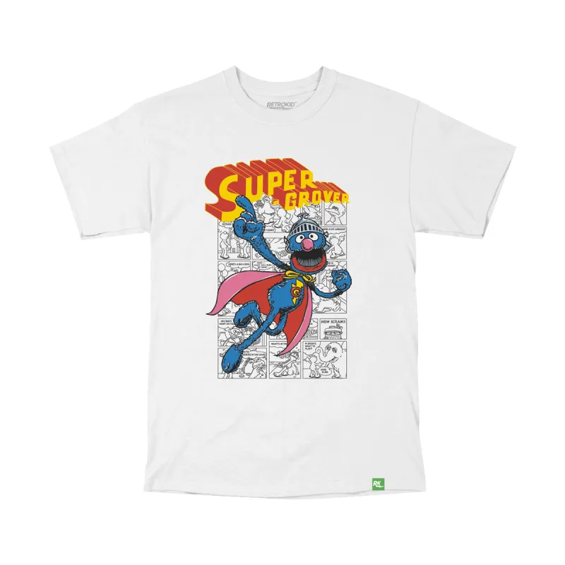 Sesame Street Super Grover T-Shirt - White sold by RetroKid