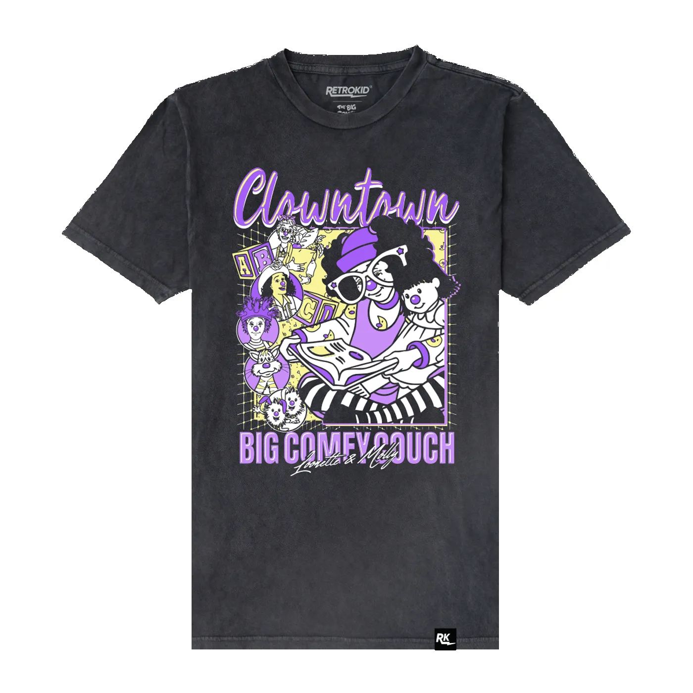 Big Comfy Couch Clowntown Vintage T-Shirt - Black sold by RetroKid