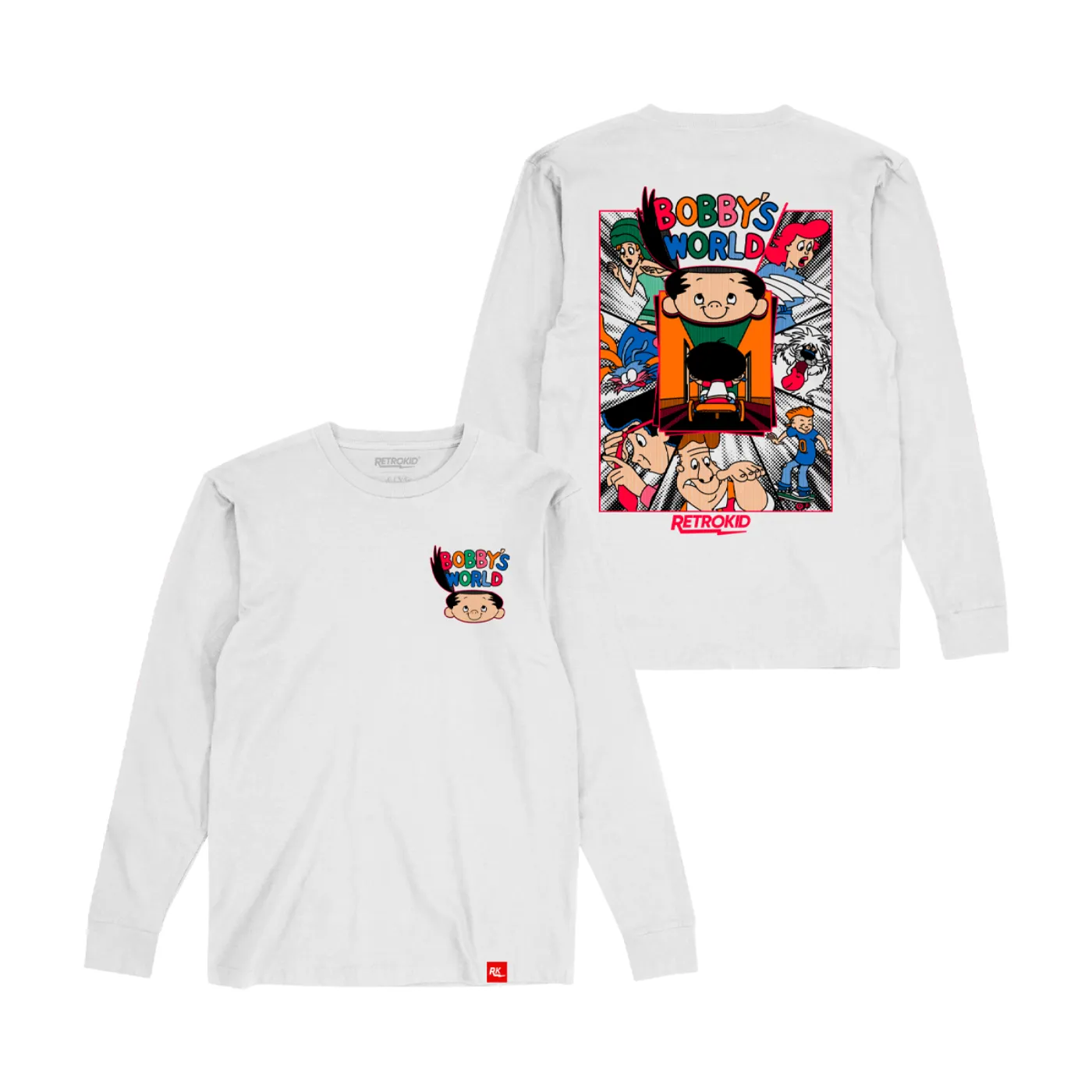 Bobby's World Animated Intro Long Sleeve T-Shirt - White sold by RetroKid