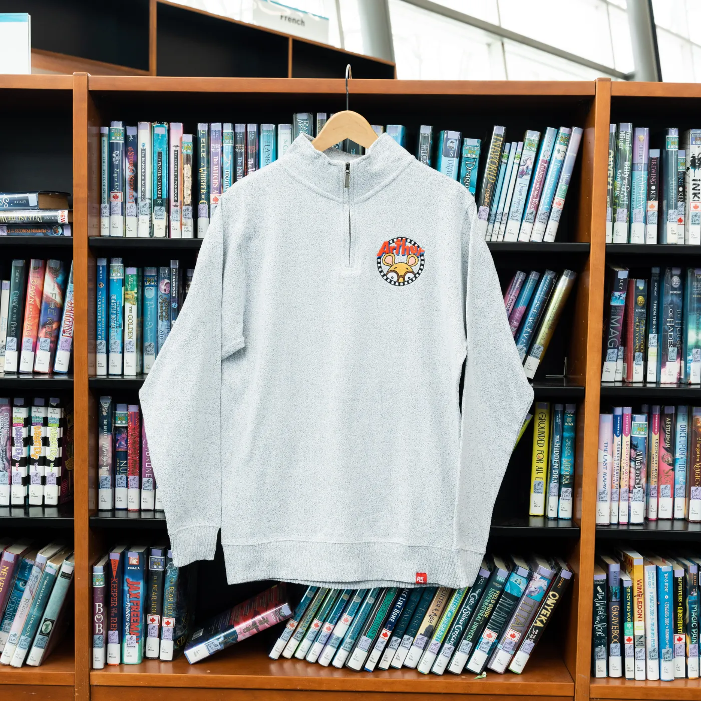 Arthur Embroidered Quarter Zip - Salt & Pepper sold by RetroKid product image thumbnail 2