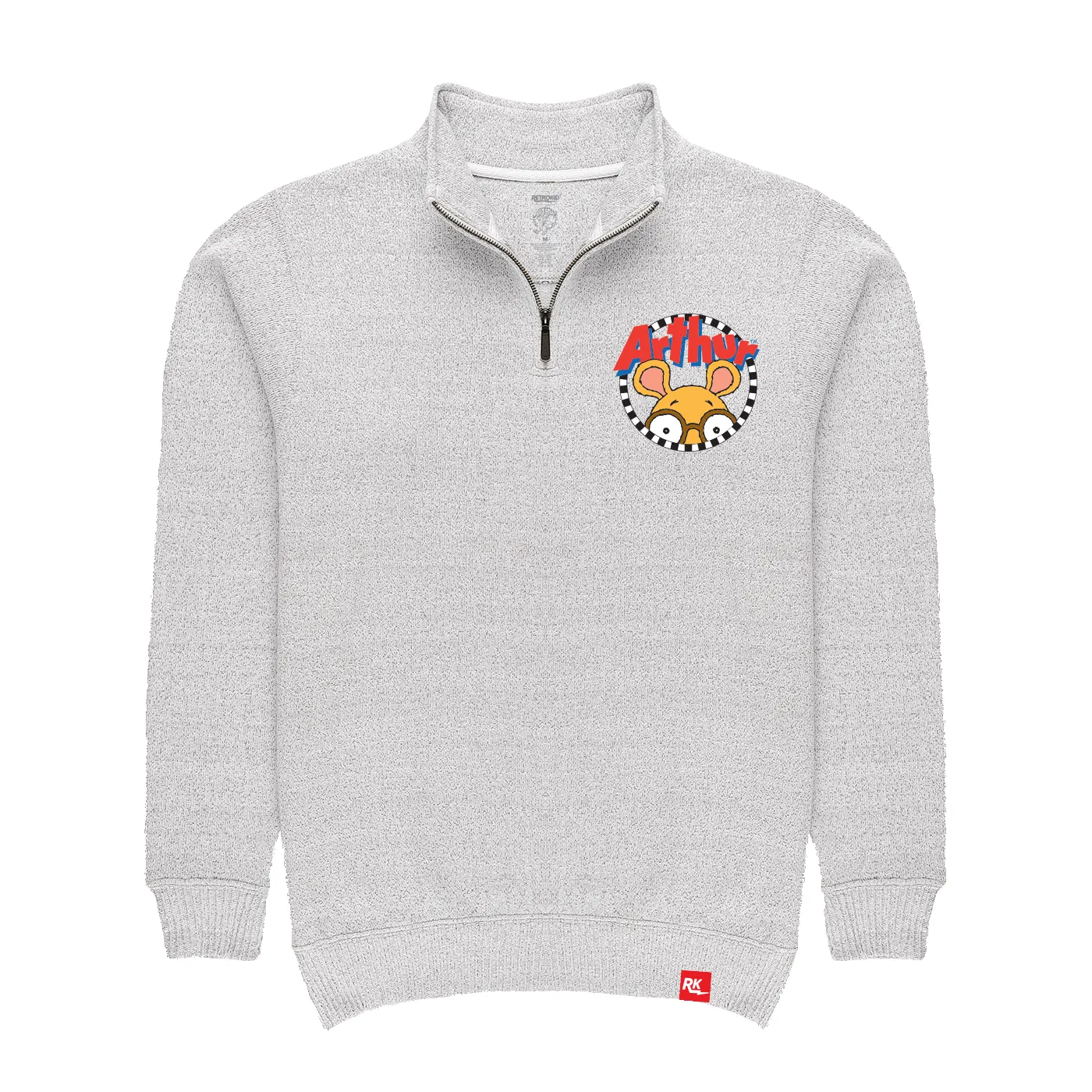 Arthur Embroidered Quarter Zip - Salt & Pepper sold by RetroKid