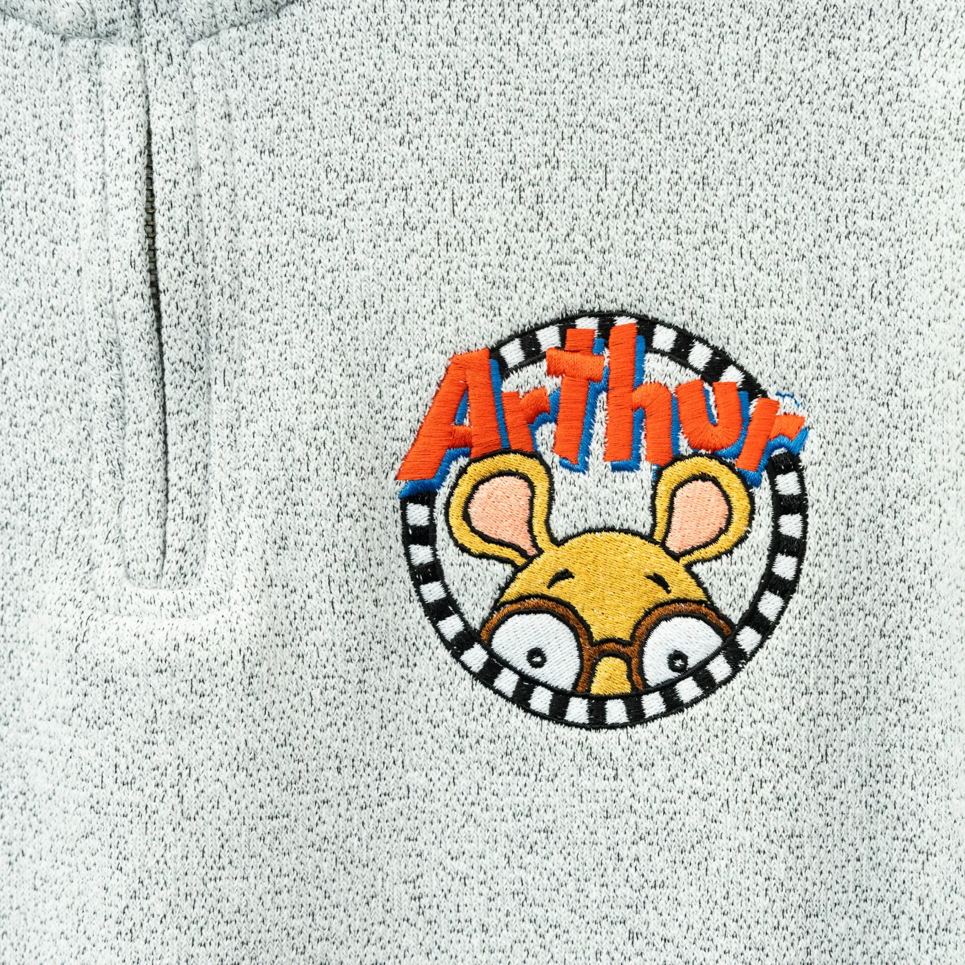 Arthur Embroidered Quarter Zip - Salt & Pepper sold by RetroKid product image thumbnail 3