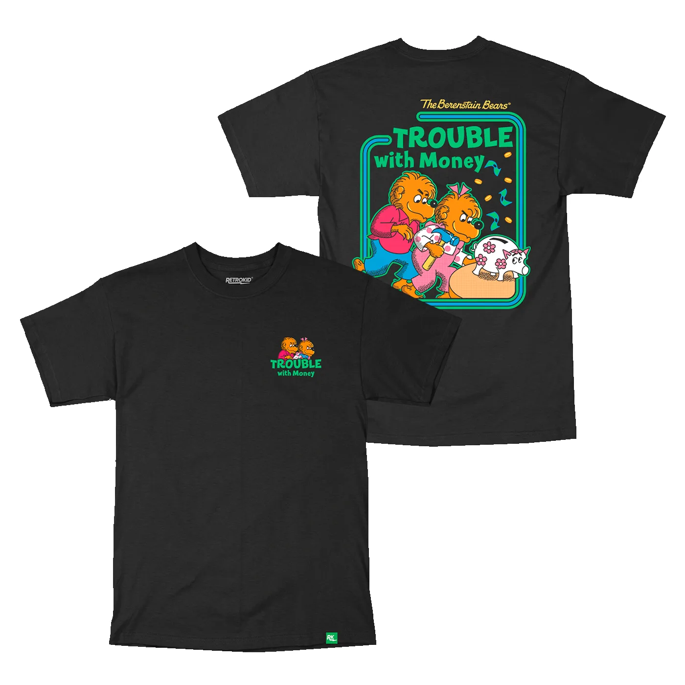 Berenstain Bears Trouble with Money T-Shirt - Black sold by RetroKid