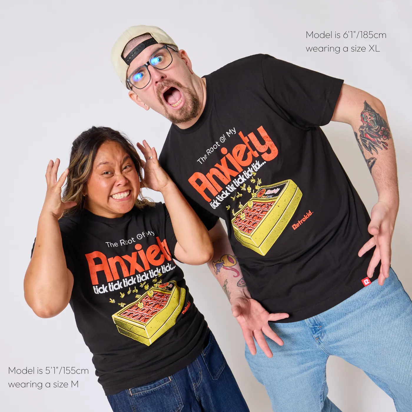 Retrokid Originals Anxiety T-Shirt - Black sold by RetroKid product image thumbnail 3