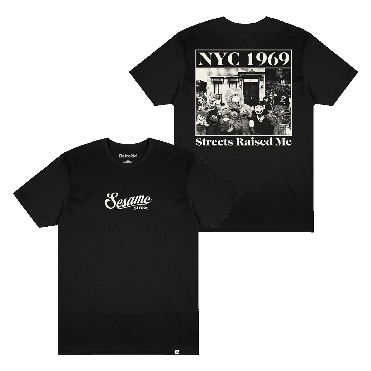 Sesame Street Raised Me T-shirt - Black sold by RetroKid
