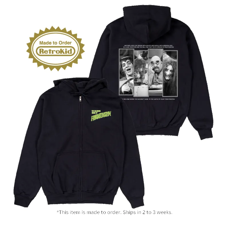 Hilarious House of Frightenstein Frankenstone Full-Zip Hoodie - Black [Made to Order] sold by RetroKid