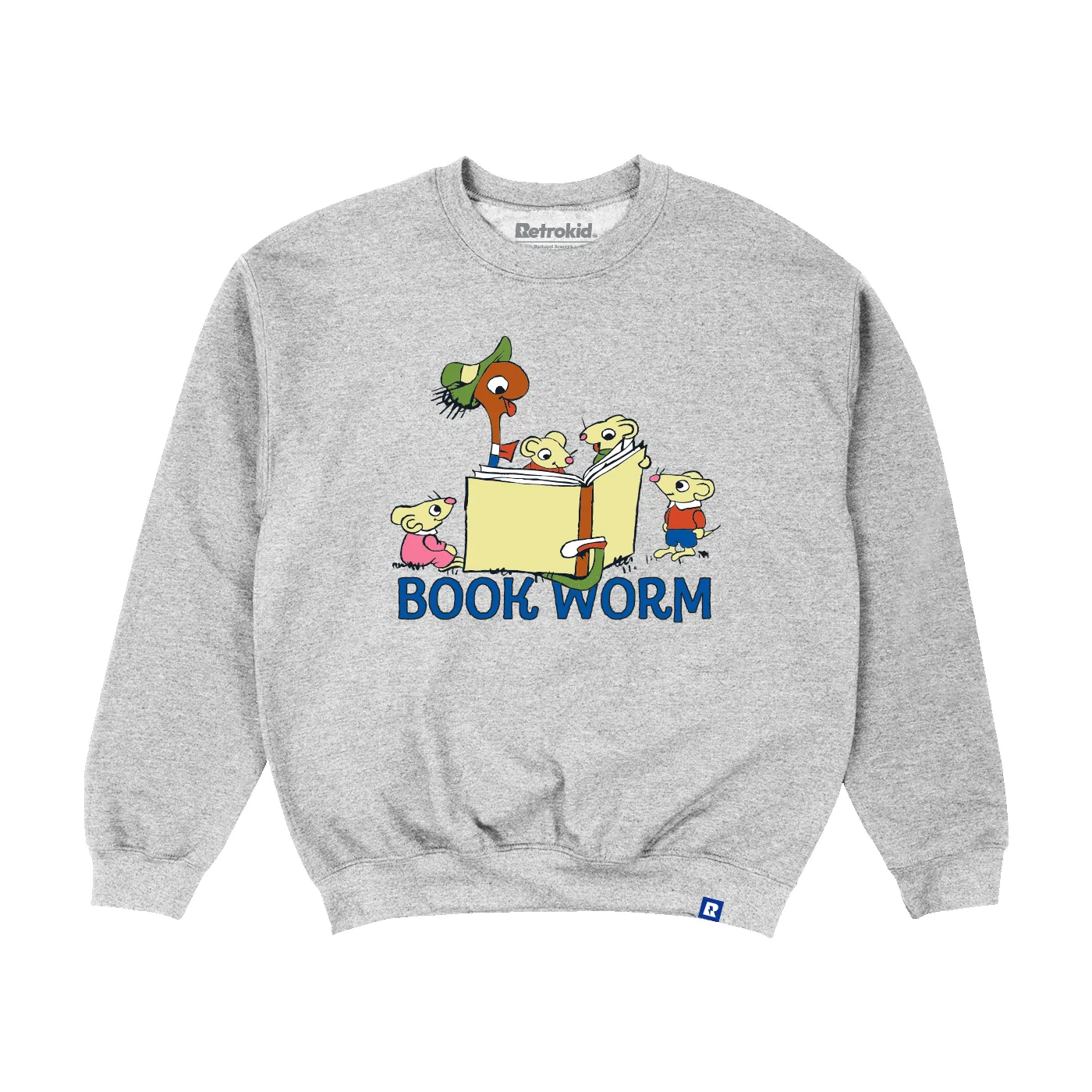 Richard Scarry Bookworm Crewneck - Grey sold by RetroKid