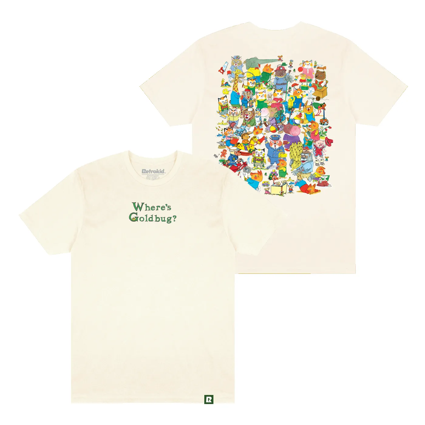Richard Scarry Where's Goldbug T-shirt - Ivory sold by RetroKid
