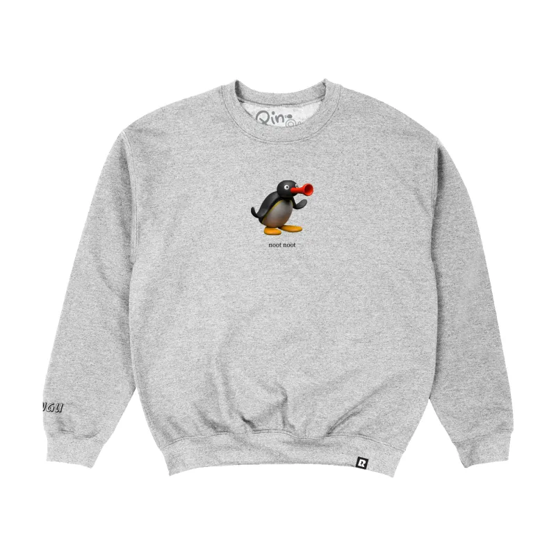 Pingu Noot Noot Crewneck - Grey sold by RetroKid