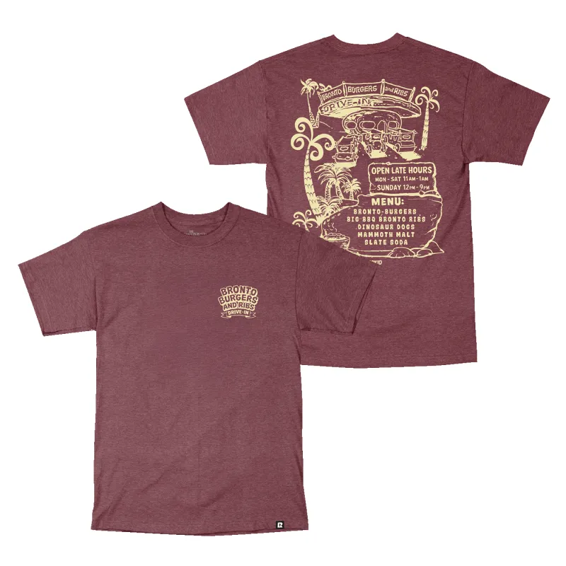 Flintstones Bronto Burgers T-Shirt - Heather Burgundy made by RetroKid