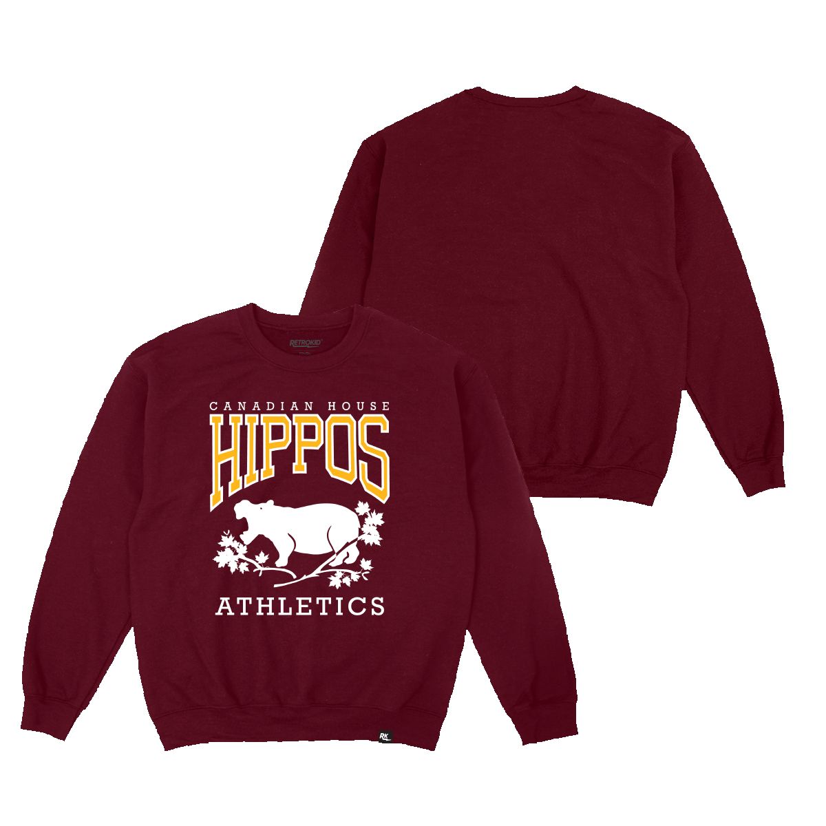 Retrokid Originals House Hippo Crew - Maroon sold by RetroKid product image thumbnail 2