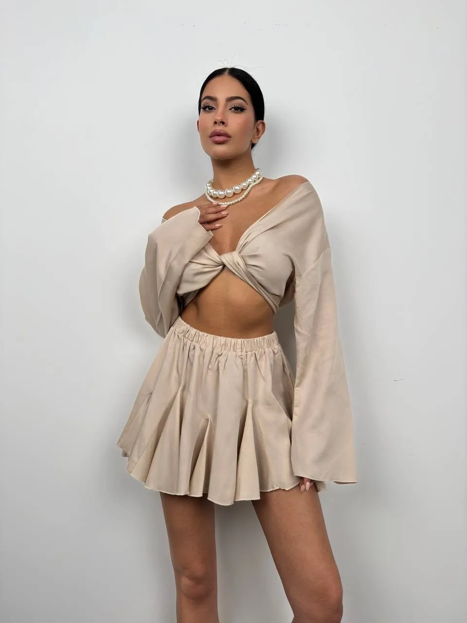 *PRE-ORDER* Debora Boat Neck Crop Top In Stone sold by Vivichi product image thumbnail 2