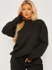 Jullie Oversized Plain Sweatshirt & Jogger Fleeced Co-ord In Black sold by Vivichi