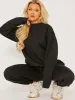Jullie Oversized Plain Sweatshirt & Jogger Fleeced Co-ord In Black sold by Vivichi