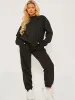 Jullie Oversized Plain Sweatshirt & Jogger Fleeced Co-ord In Black sold by Vivichi