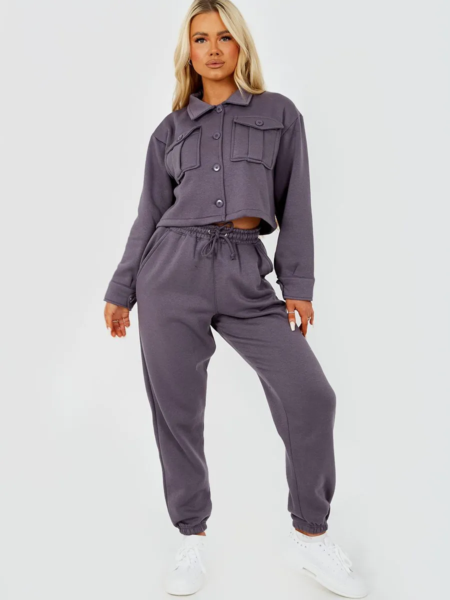 Marie Utility Button Top & Jogger Co-ord In Charcoal sold by Vivichi product image thumbnail 5