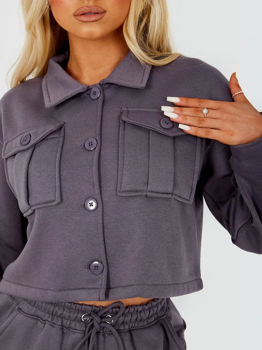 Marie Utility Button Top & Jogger Co-ord In Charcoal sold by Vivichi product image thumbnail 2