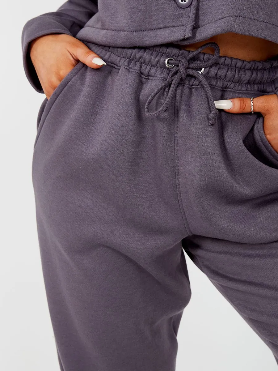 Marie Utility Button Top & Jogger Co-ord In Charcoal sold by Vivichi product image thumbnail 3