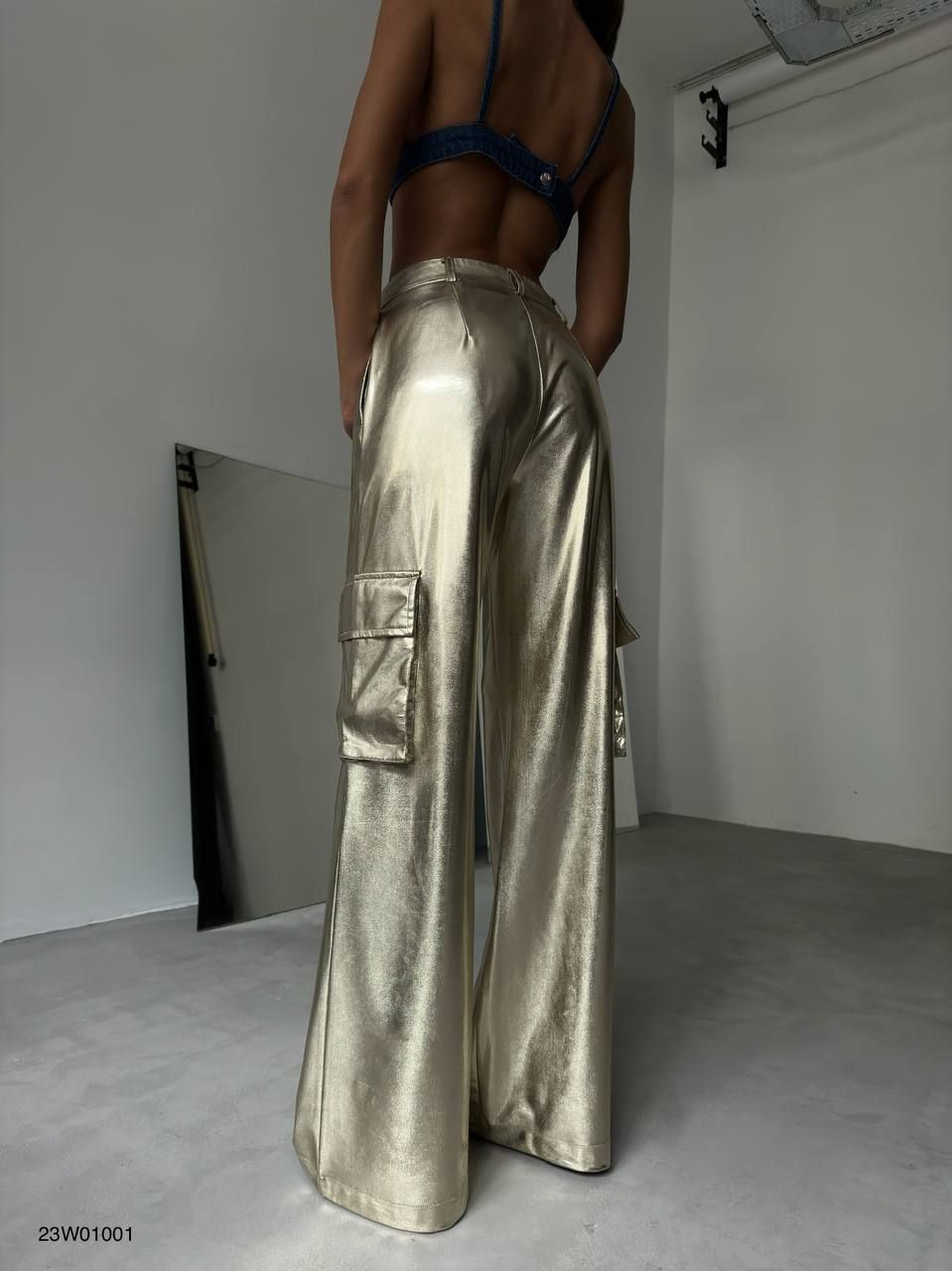 *PRE-ORDER* Aurora Cargo Pocket Metallic Trousers In Gold sold by Vivichi product image thumbnail 3
