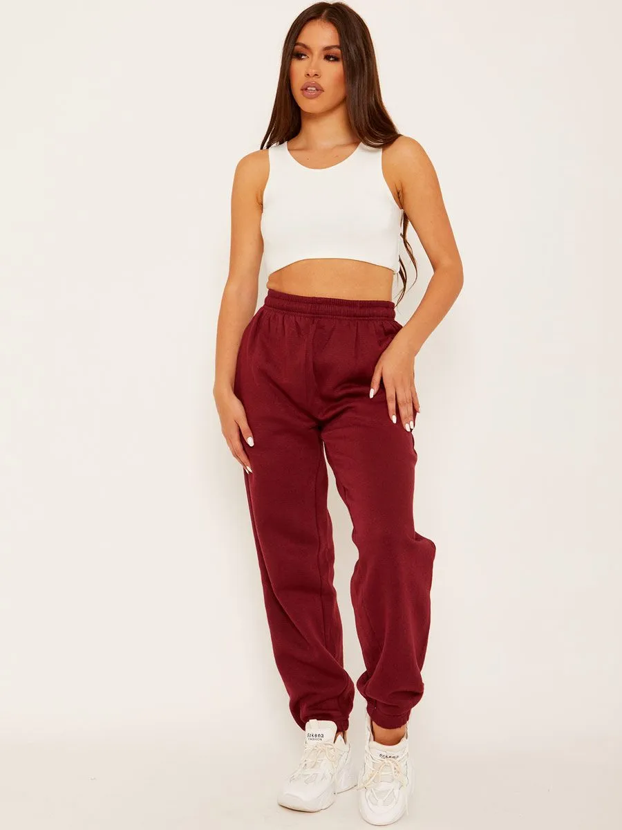 Barbara Oversized Fleece Joggers In Wine sold by Vivichi product image thumbnail 2