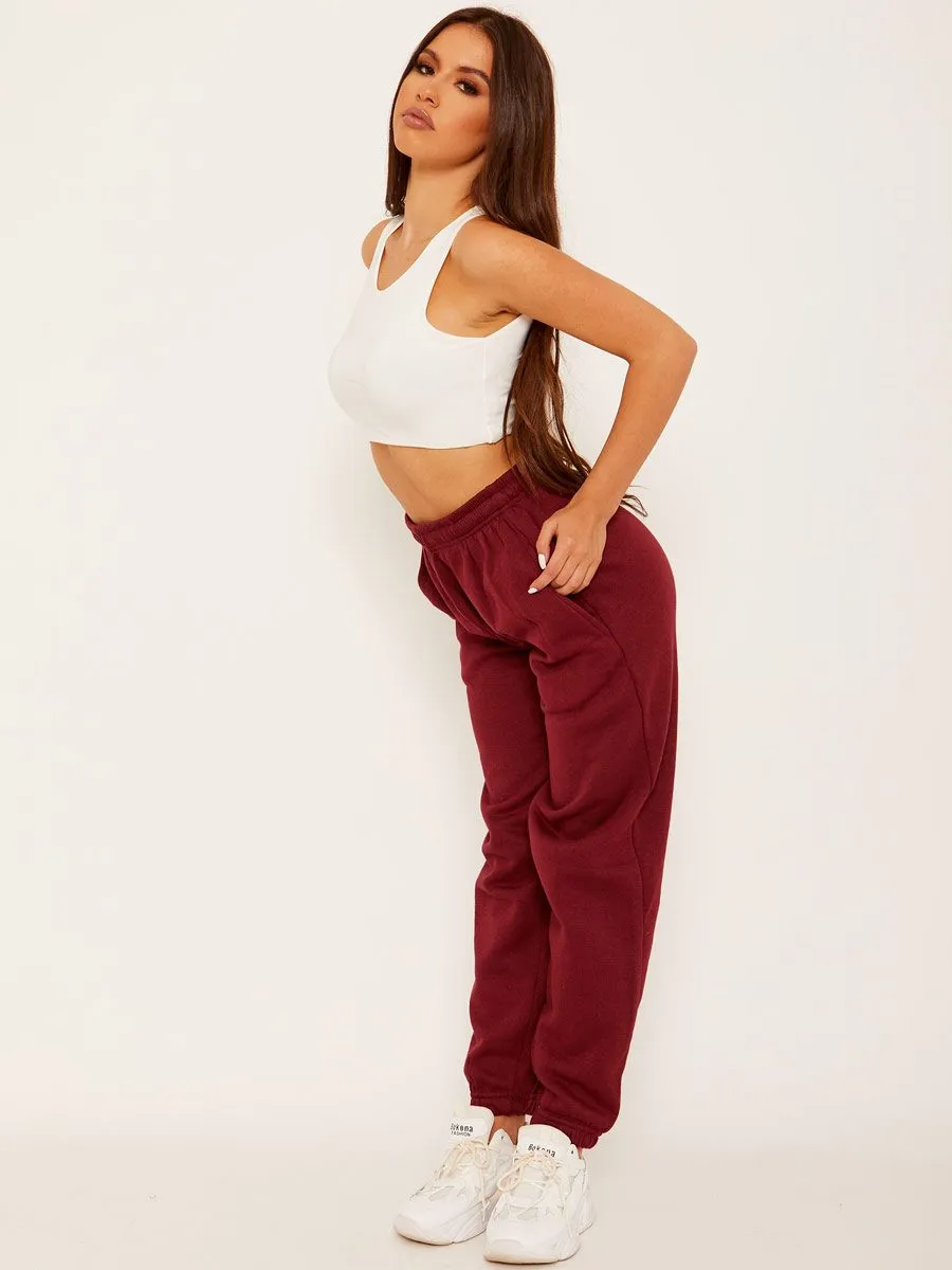 Barbara Oversized Fleece Joggers In Wine sold by Vivichi product image thumbnail 4