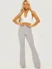 Camila Ribbed Flared Trousers In Grey sold by Vivichi